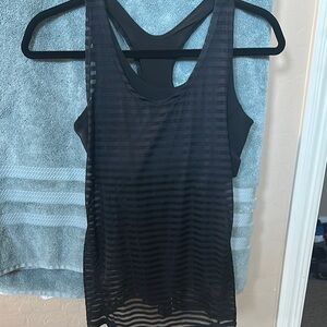 Glyder Black Striped Sheer Tank Top
